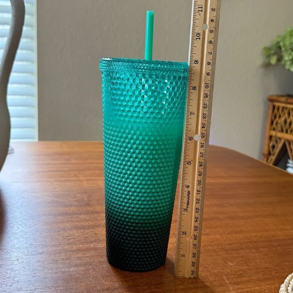 NWT Starbucks 2022 Mint Green Ombre Studded 24oz Venti Cold Cup Tumbler Gradient